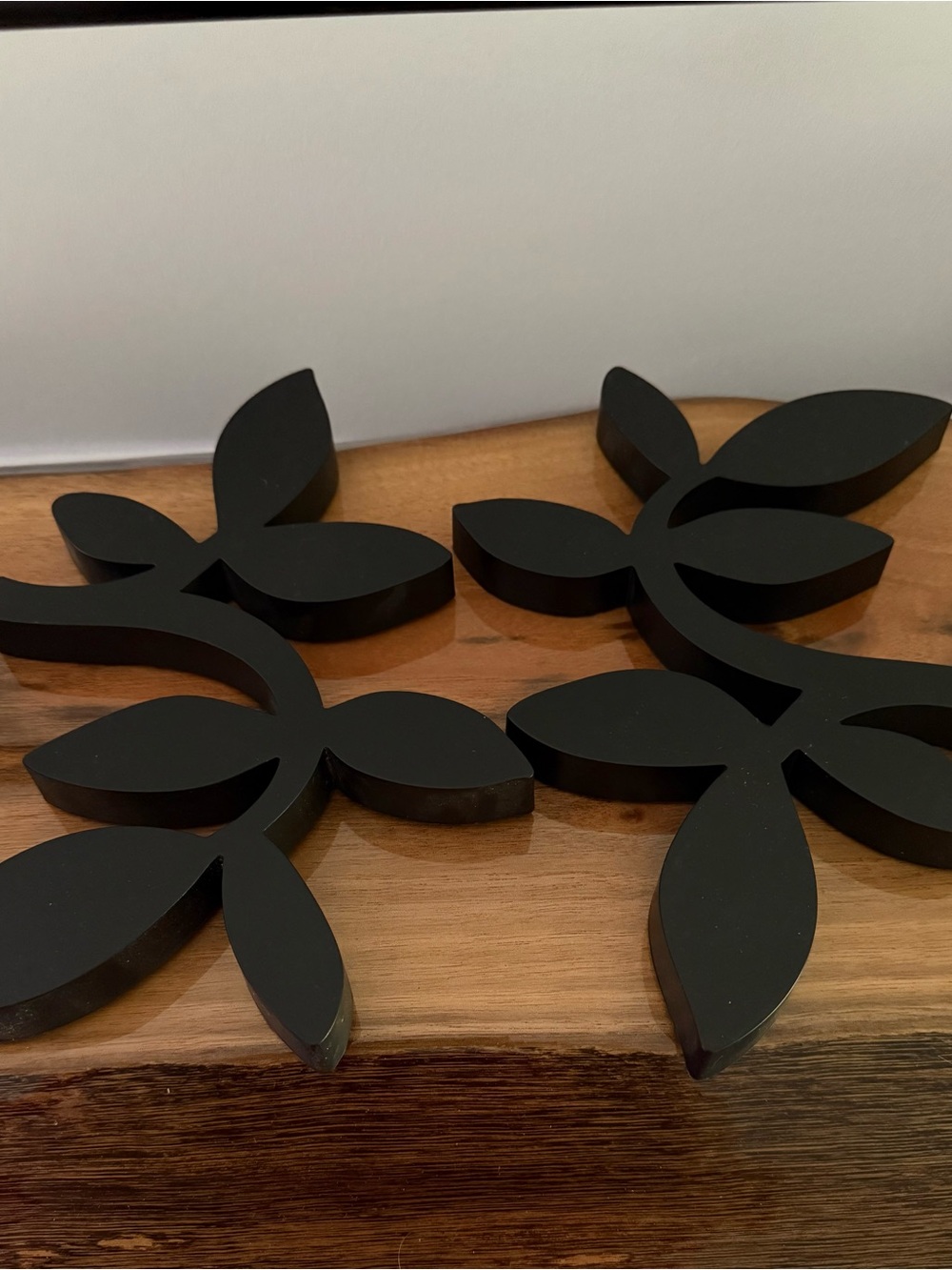 Source Unknown Matte Black Botanical Wall Leaves Set